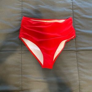 NWOT SHEIN red high waisted bikini bottoms